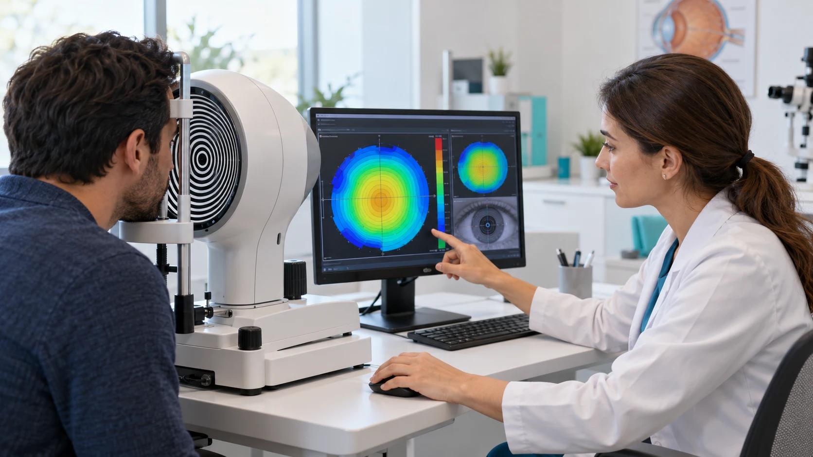 Imagen ilustrativa de evaluación e interpretación de topografía corneal